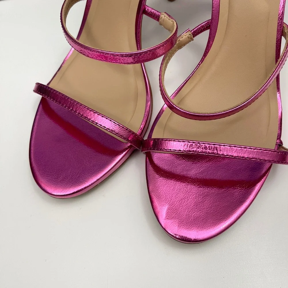 New Ted Baker‎ London Sophia Ankle Strap Sandal in Metallic Pink Size 8.5